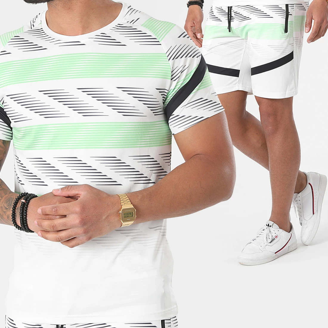 Remise 🎁 Ensemble De Survêtement E227 Blanc Vert de Zayne Paris 😍 1 Remise 🎁 Ensemble De Survêtement E227 Blanc Vert de Zayne Paris 😍