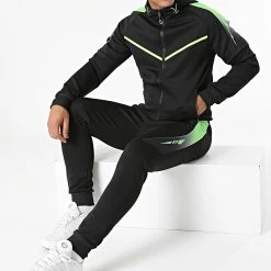 Grosses soldes 👏 Ensemble De Survetement A Bande E276 Noir Vert de Zayne Paris 🛒