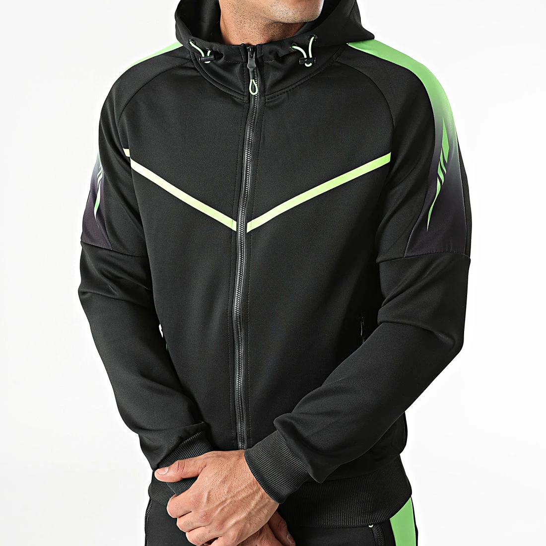 Grosses soldes 👏 Ensemble De Survetement A Bande E276 Noir Vert de Zayne Paris 🛒 2 Grosses soldes 👏 Ensemble De Survetement A Bande E276 Noir Vert de Zayne Paris 🛒 – Image 2