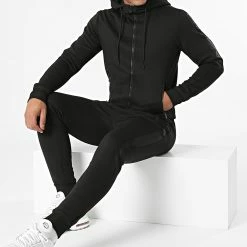 Offres ✨ Ensemble De Survêtement A Bandes TX-677 Noir de Zayne Paris ⭐