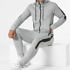 Budget ❤️ Ensemble De Survêtement A Bandes TX-677-1 Gris Anthracite de Zayne Paris 😍