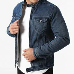 Bon marché 🔔 Veste Jean Fourré ZVS-018 Bleu Denim de Zayne Paris ⌛