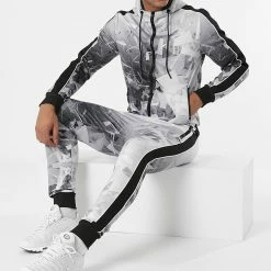 Vente flash ✔️ Ensemble De Survêtement A Bandes E281 Gris Noir de Zayne Paris 😉