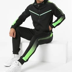 Coupon ❤️ Ensemble De Survêtement A Bandes E275 Noir Vert de Zayne Paris ⌛