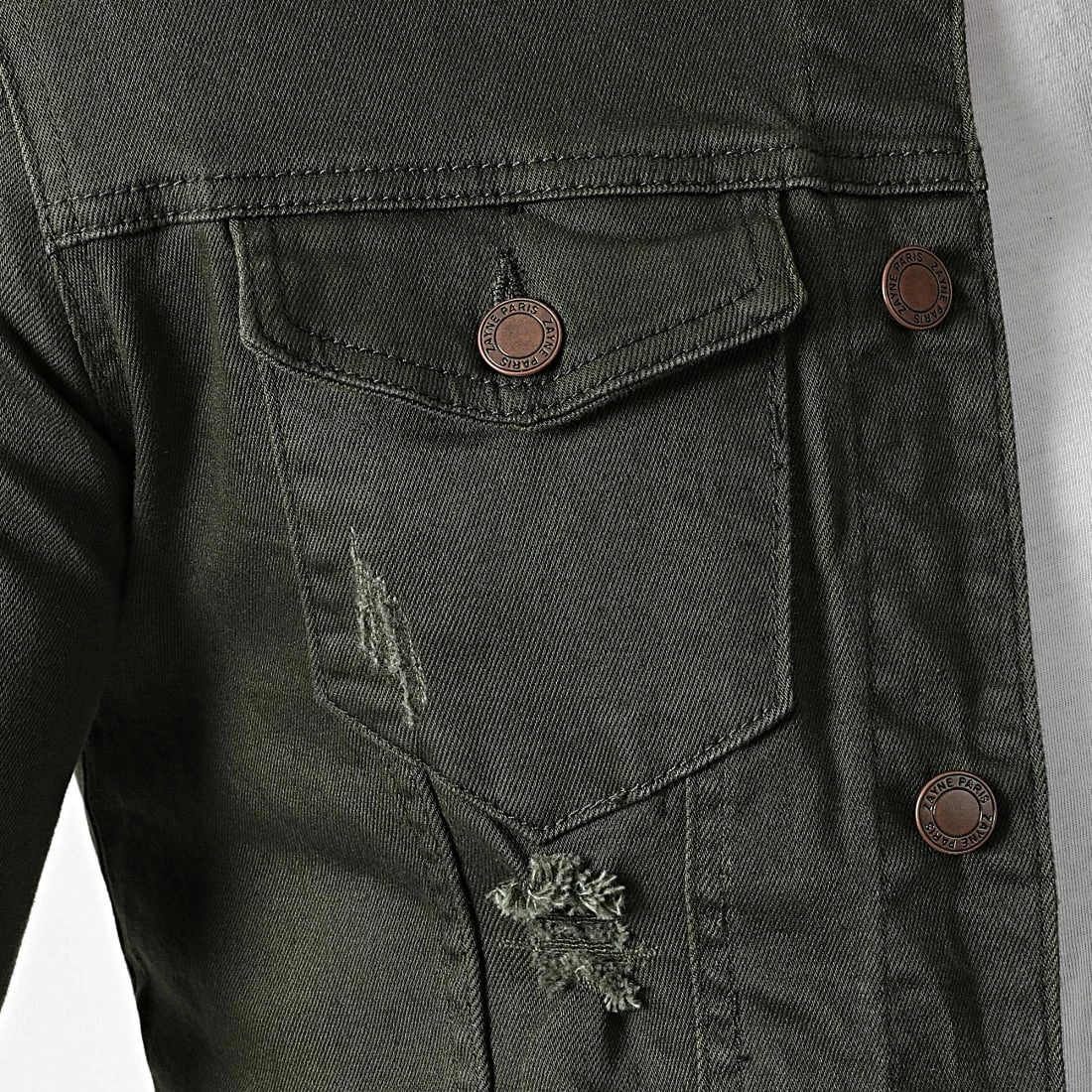 Nouveau 😍 Veste Jean Slim Fit ZVS-005 Vert Kaki de Zayne Paris 💯 2 Nouveau 😍 Veste Jean Slim Fit ZVS-005 Vert Kaki de Zayne Paris 💯 – Image 2