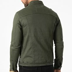 Grosses soldes ❤️ Veste Jean Zippée Slim Fit ZVS-016 Vert Kaki de Zayne Paris 😀 -Zayne Paris Soldes zayne paris 285208 ZVS 016 KAKI 20210922T142414 04