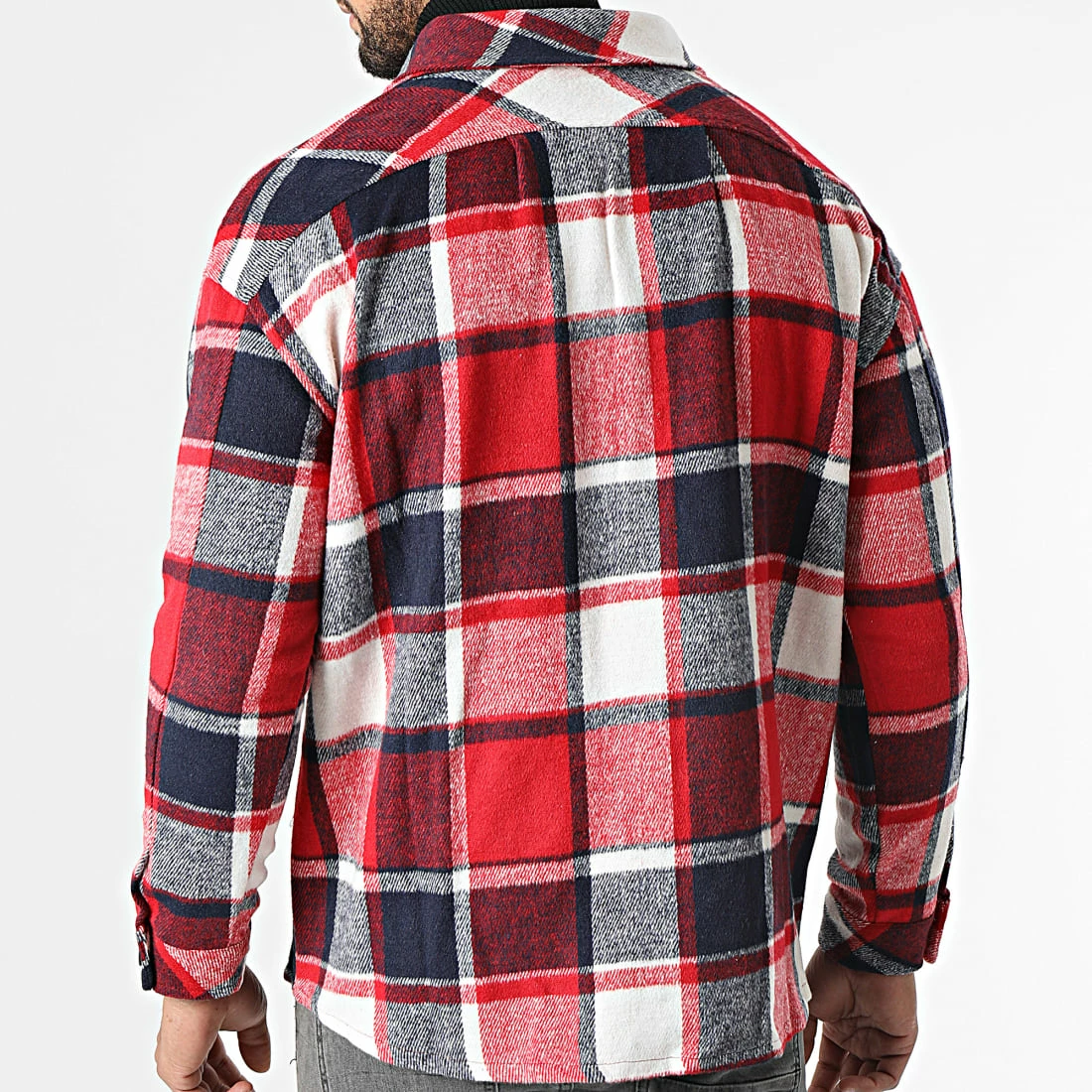 Bon marché 🛒 Surchemise A Carreaux KD643 Rouge Bleu Marine de Zayne Paris ✔️ 4 Bon marché 🛒 Surchemise A Carreaux KD643 Rouge Bleu Marine de Zayne Paris ✔️ – Image 4