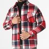 Bon marché 🛒 Surchemise A Carreaux KD643 Rouge Bleu Marine de Zayne Paris ✔️