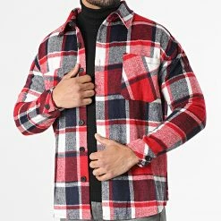 Bon marché 🛒 Surchemise A Carreaux KD643 Rouge Bleu Marine de Zayne Paris ✔️