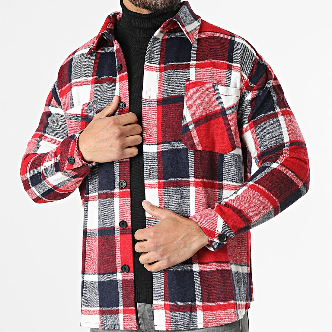 Bon marché 🛒 Surchemise A Carreaux KD643 Rouge Bleu Marine de Zayne Paris ✔️ 1 Bon marché 🛒 Surchemise A Carreaux KD643 Rouge Bleu Marine de Zayne Paris ✔️