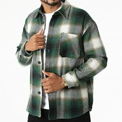 Budget 🔥 Surchemise A Carreaux KD635 Vert Blanc de Zayne Paris 👏