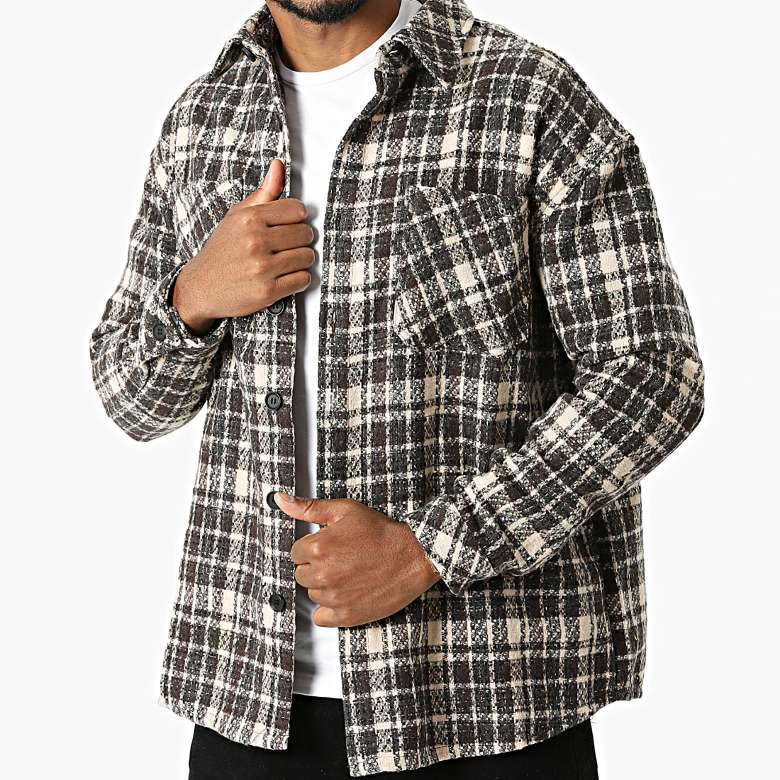 Sortie 👍 Surchemise A Carreaux KD633 Beige Marron de Zayne Paris 🛒 1 Sortie 👍 Surchemise A Carreaux KD633 Beige Marron de Zayne Paris 🛒