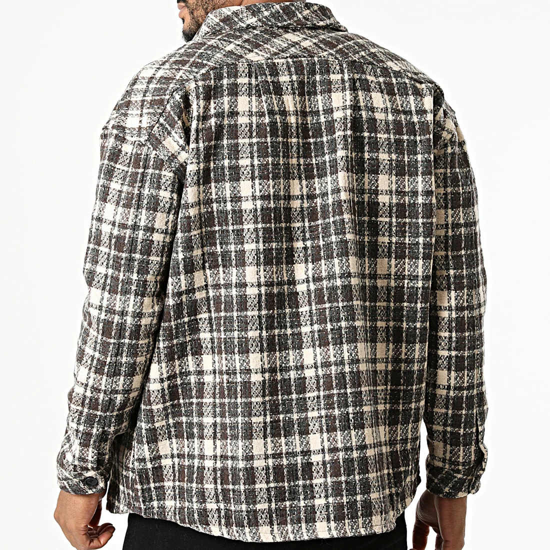 Sortie 👍 Surchemise A Carreaux KD633 Beige Marron de Zayne Paris 🛒 4 Sortie 👍 Surchemise A Carreaux KD633 Beige Marron de Zayne Paris 🛒 – Image 4