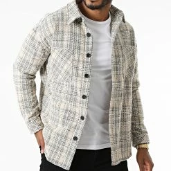 Promo 👏 Surchemise A Carreaux KD633 Beige Gris de Zayne Paris 💯 -Zayne Paris Soldes zayne paris 285466 KD633 4 20210923T164300 03
