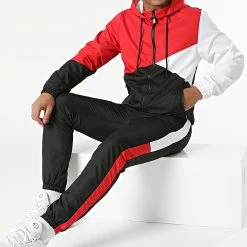 Le moins cher 🤩 Ensemble De Survêtement Tricolore TX-688 Rouge Noir Blanc de Zayne Paris 🎉