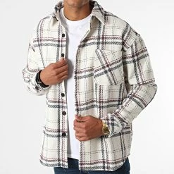 Coupon 😉 Surchemise A Carreaux KD641 Ecru de Zayne Paris 🤩