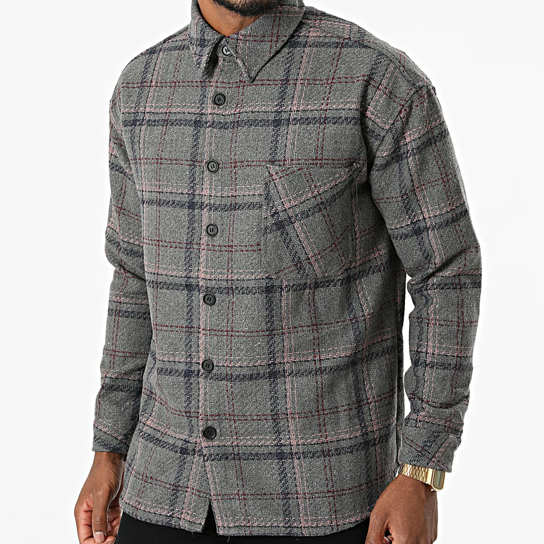 De gros ❤️ Surchemise A Carreaux KD641 Gris de Zayne Paris 💯 3 De gros ❤️ Surchemise A Carreaux KD641 Gris de Zayne Paris 💯 – Image 3