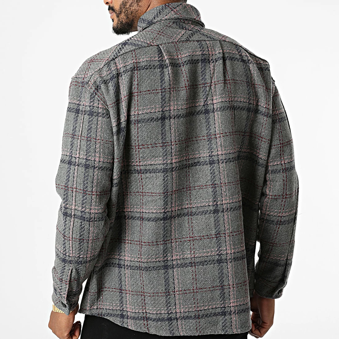 De gros ❤️ Surchemise A Carreaux KD641 Gris de Zayne Paris 💯 4 De gros ❤️ Surchemise A Carreaux KD641 Gris de Zayne Paris 💯 – Image 4