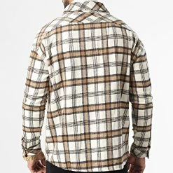 Grosses soldes 🎉 Surchemise A Carreaux KD638 Ecru Camel de Zayne Paris 👍 -Zayne Paris Soldes zayne paris 285734 KD638 3 20211109T145022 04