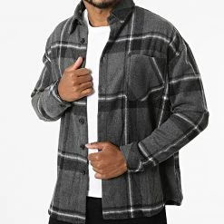 Remise 🔔 Surchemise A Carreaux KD640 Gris Anthracite de Zayne Paris 🎉