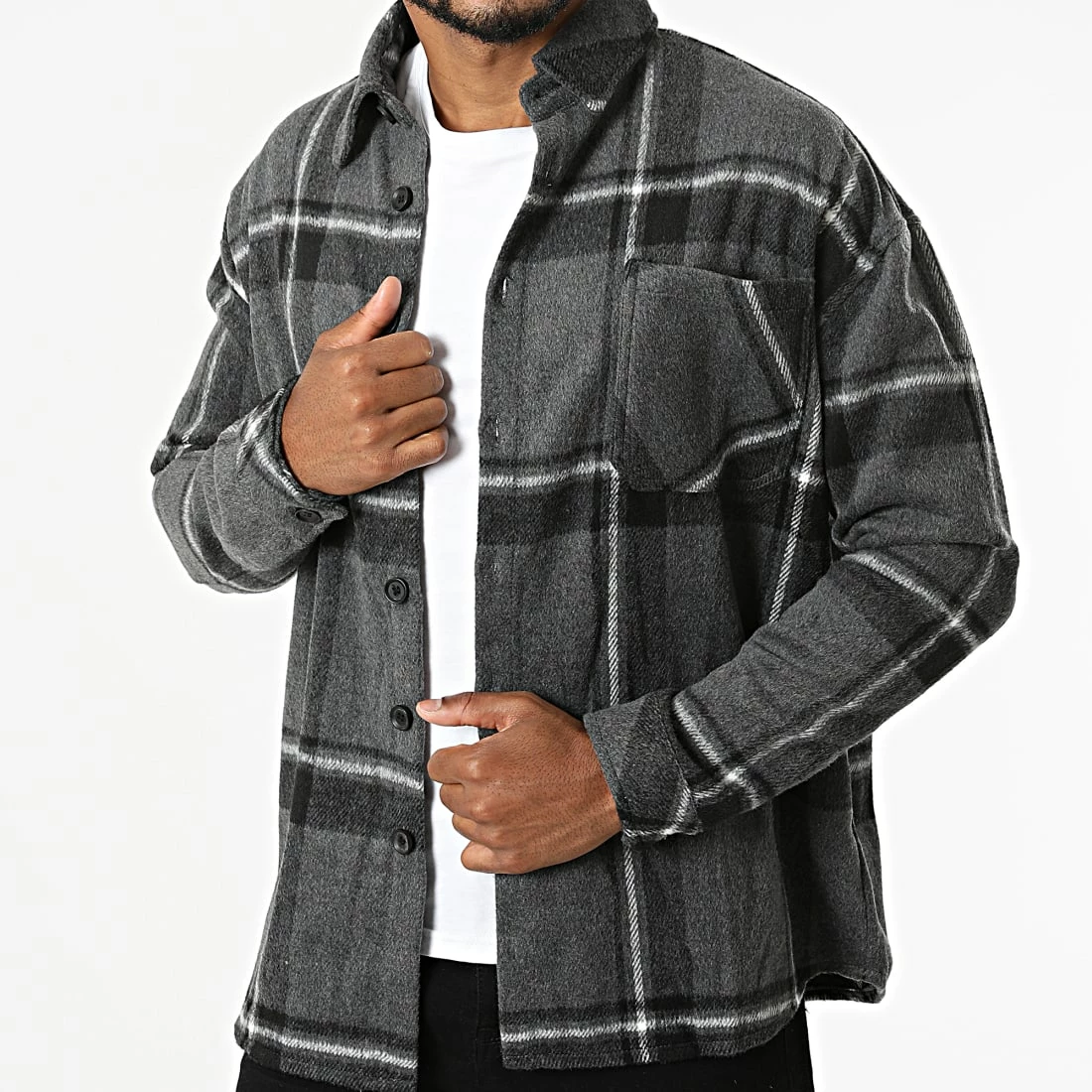 Remise 🔔 Surchemise A Carreaux KD640 Gris Anthracite de Zayne Paris 🎉 1 Remise 🔔 Surchemise A Carreaux KD640 Gris Anthracite de Zayne Paris 🎉