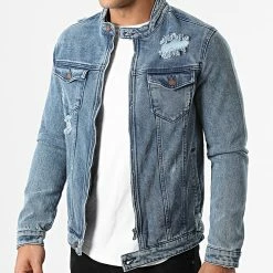 Budget 🛒 Veste Jean Zippée ZVS-011 Bleu Denim de Zayne Paris ⌛ -Zayne Paris Soldes zayne paris 286567 ZVS 011 20211005T155450 03