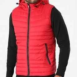 Meilleure affaire 👏 Doudoune Capuche Sans Manches MA21018 Rouge de Zayne Paris 💯