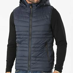 Vente flash 😍 Doudoune Capuche Sans Manches MA21018 Bleu Marine de Zayne Paris 💯