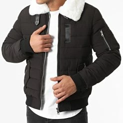 De gros 🛒 Doudoune Col Mouton MA21008 Noir Blanc de Zayne Paris 👏