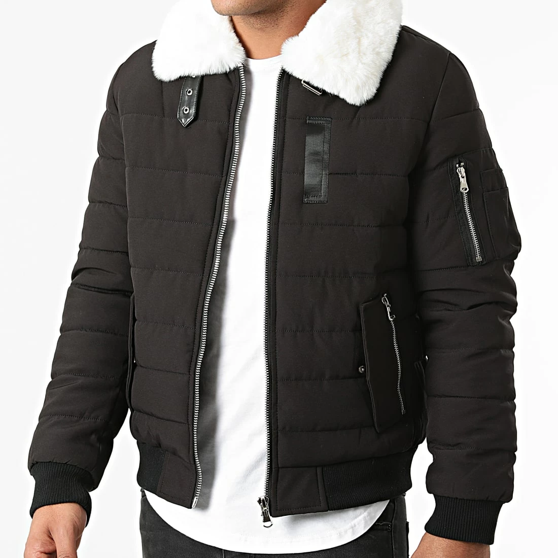 De gros 🛒 Doudoune Col Mouton MA21008 Noir Blanc de Zayne Paris 👏 3 De gros 🛒 Doudoune Col Mouton MA21008 Noir Blanc de Zayne Paris 👏 – Image 3