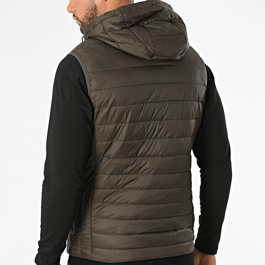 Promo 🔔 Doudoune Capuche Sans Manches MA21019 Vert Kaki de Zayne Paris 🎉 4 Promo 🔔 Doudoune Capuche Sans Manches MA21019 Vert Kaki de Zayne Paris 🎉 – Image 4