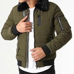 De gros 😀 Veste Bomber Col Fourrure 21008 Vert Kaki de Zayne Paris 😉