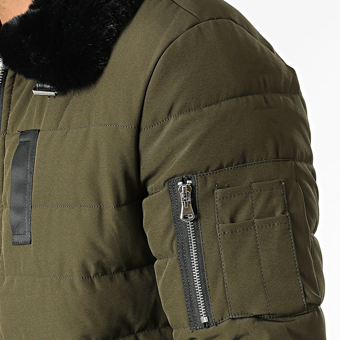 De gros 😀 Veste Bomber Col Fourrure 21008 Vert Kaki de Zayne Paris 😉 2 De gros 😀 Veste Bomber Col Fourrure 21008 Vert Kaki de Zayne Paris 😉 – Image 2