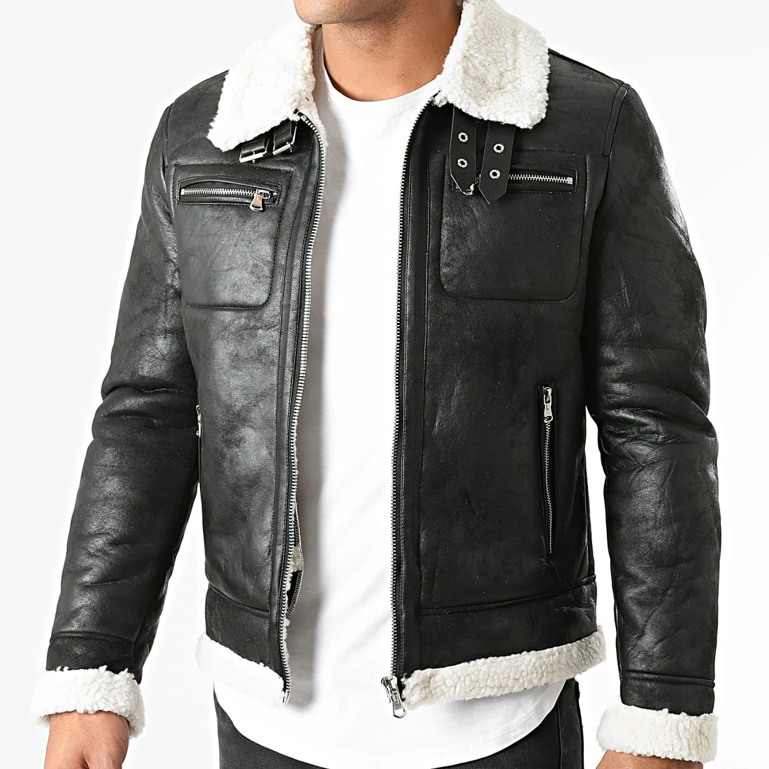 Offres 👏 Veste Zippée Col Mouton 21003 Noir de Zayne Paris ✨ 3 Offres 👏 Veste Zippée Col Mouton 21003 Noir de Zayne Paris ✨ – Image 3