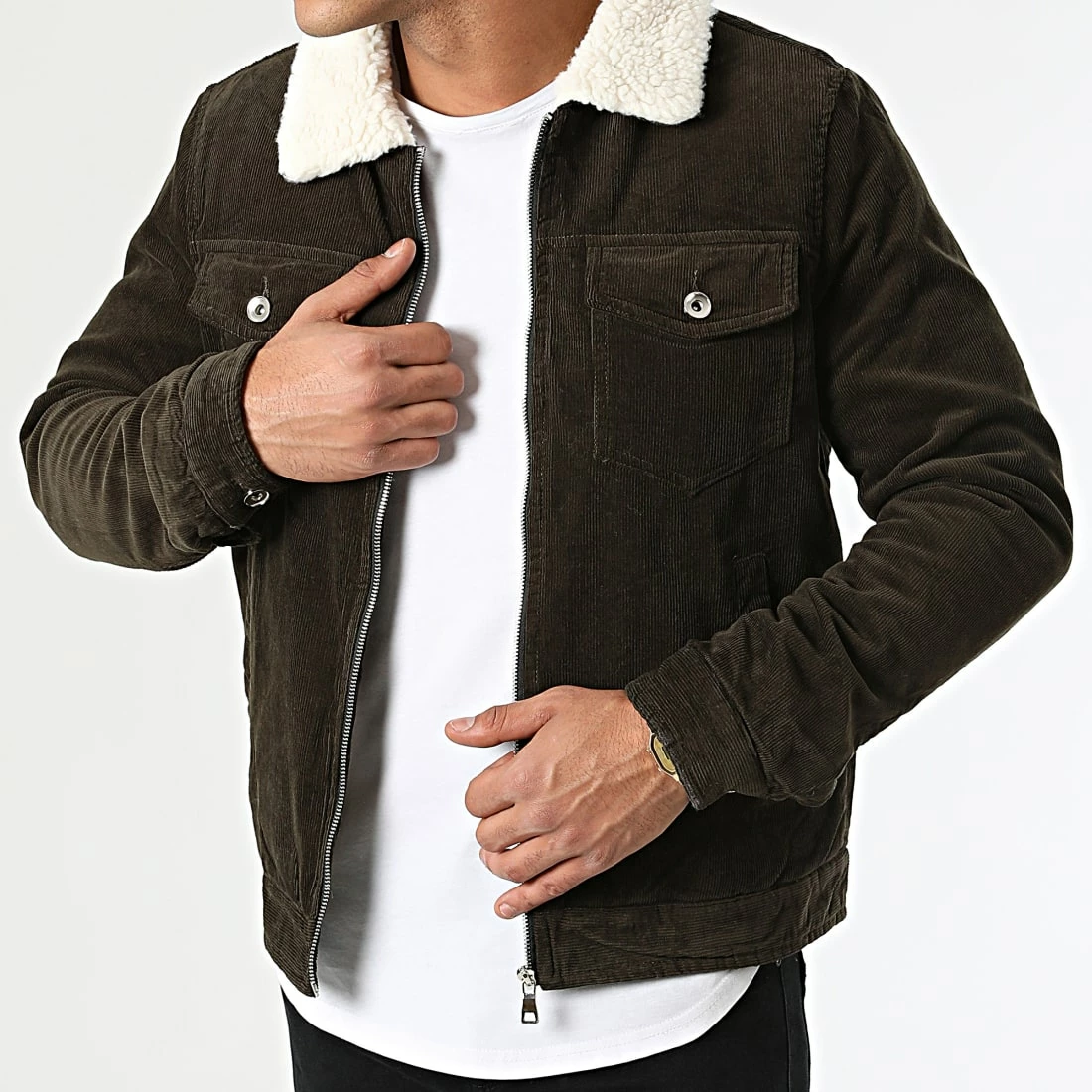 Bon marché 🥰 Veste Col Mouton MA21009 Vert Kaki de Zayne Paris 😉 1 Bon marché 🥰 Veste Col Mouton MA21009 Vert Kaki de Zayne Paris 😉