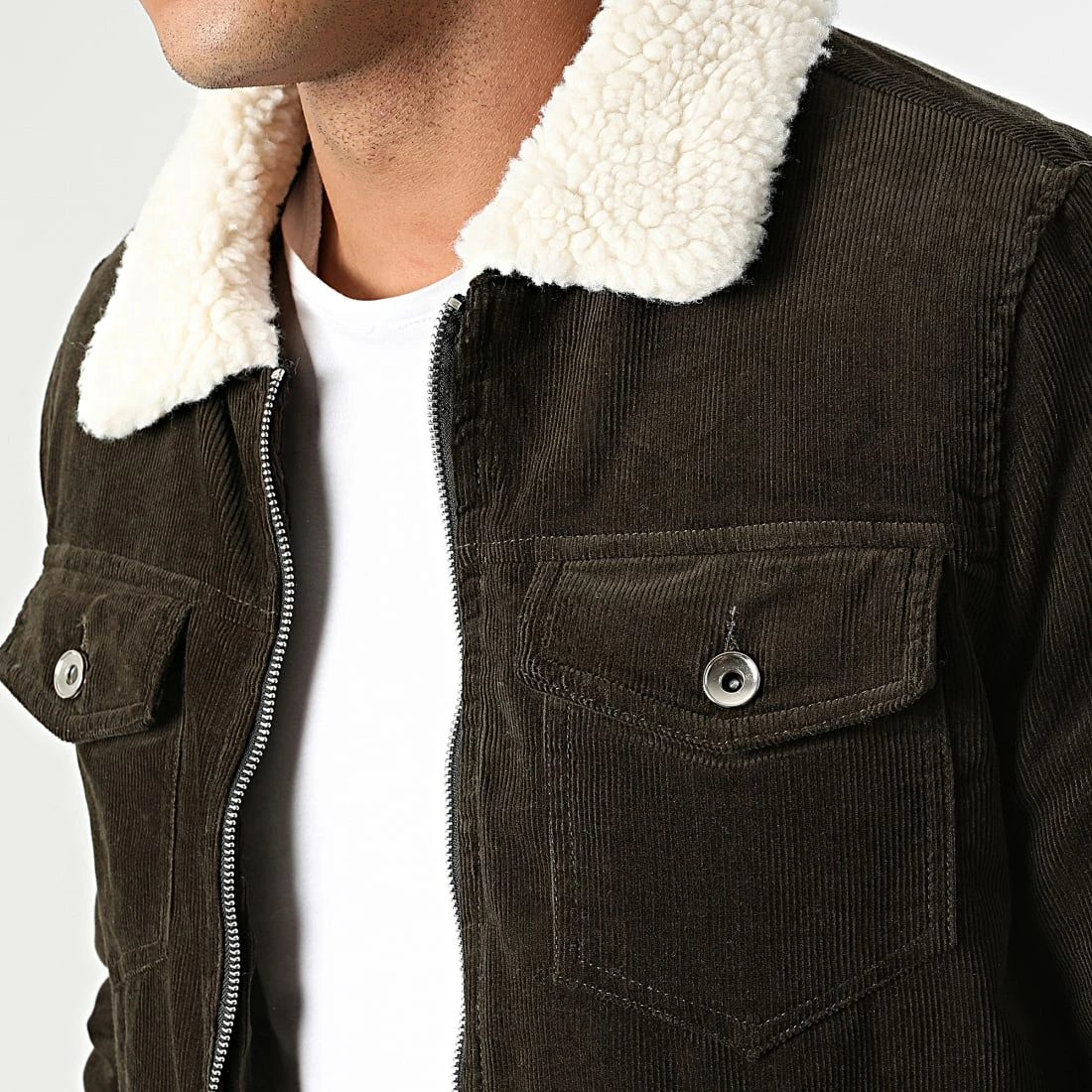 Bon marché 🥰 Veste Col Mouton MA21009 Vert Kaki de Zayne Paris 😉 2 Bon marché 🥰 Veste Col Mouton MA21009 Vert Kaki de Zayne Paris 😉 – Image 2