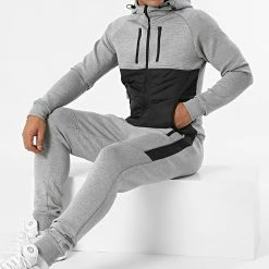 Meilleure affaire ⭐ Ensemble De Survetement TX-696 Gris Chiné Noir de Zayne Paris 🥰