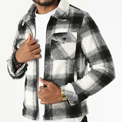 Promo 👍 Surchemise Carreaux KD652 Noir Blanc de Zayne Paris 🌟