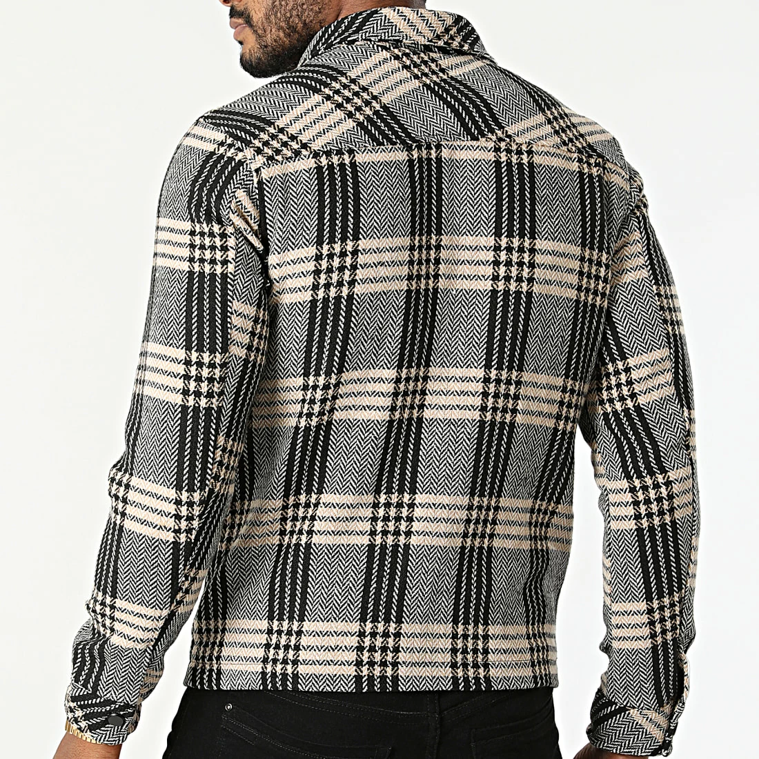 Bon marché 👍 Surchemise Carreaux KD653 Noir Beige de Zayne Paris 😍 4 Bon marché 👍 Surchemise Carreaux KD653 Noir Beige de Zayne Paris 😍 – Image 4