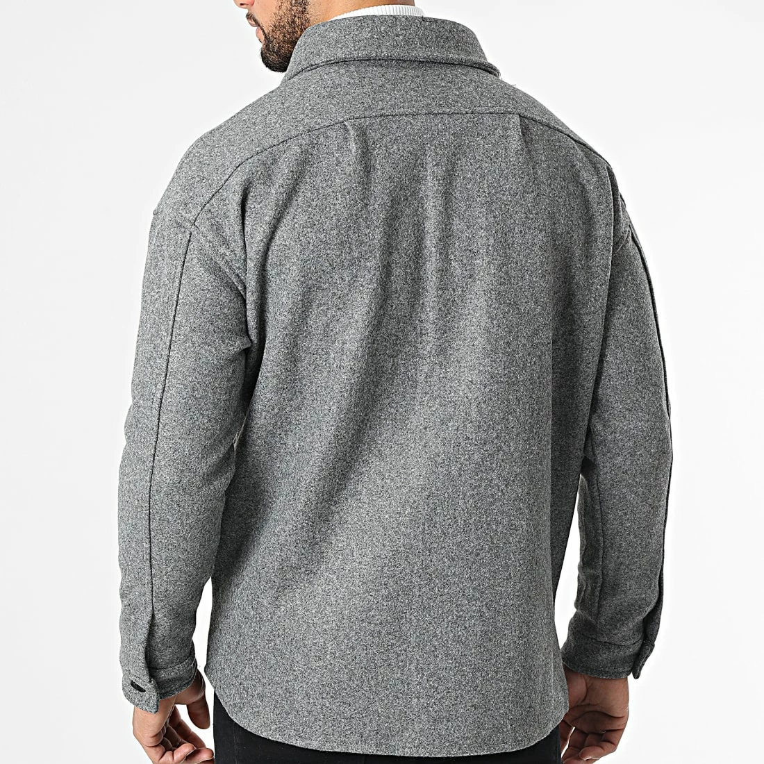 Le moins cher ❤️ Surchemise KD646 Gris Anthracite Chiné de Zayne Paris ⭐ 4 Le moins cher ❤️ Surchemise KD646 Gris Anthracite Chiné de Zayne Paris ⭐ – Image 4