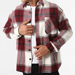 Sortie ⌛ Surchemise A Carreaux KD642 Bordeaux Blanc de Zayne Paris 🧨