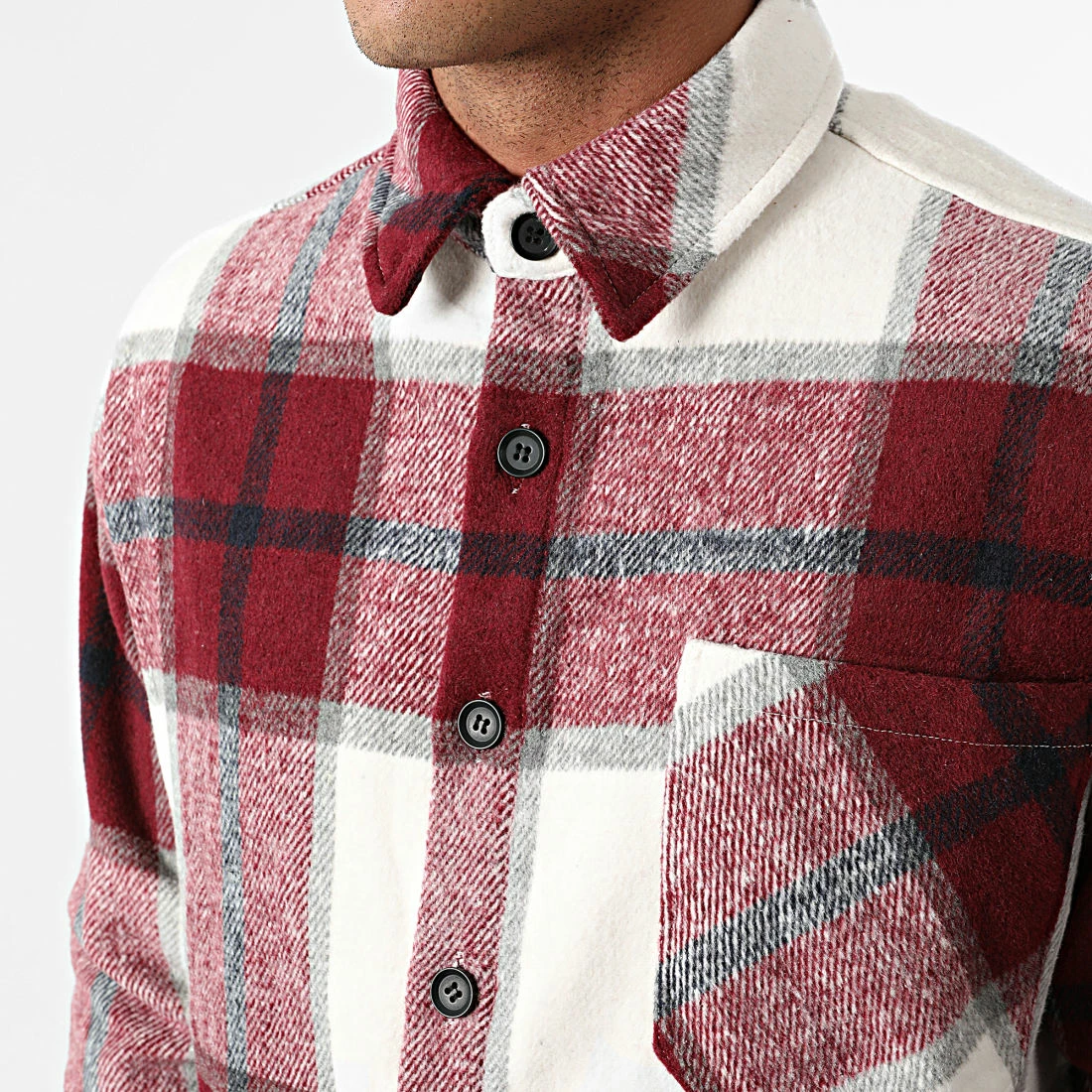 Sortie ⌛ Surchemise A Carreaux KD642 Bordeaux Blanc de Zayne Paris 🧨 2 Sortie ⌛ Surchemise A Carreaux KD642 Bordeaux Blanc de Zayne Paris 🧨 – Image 2