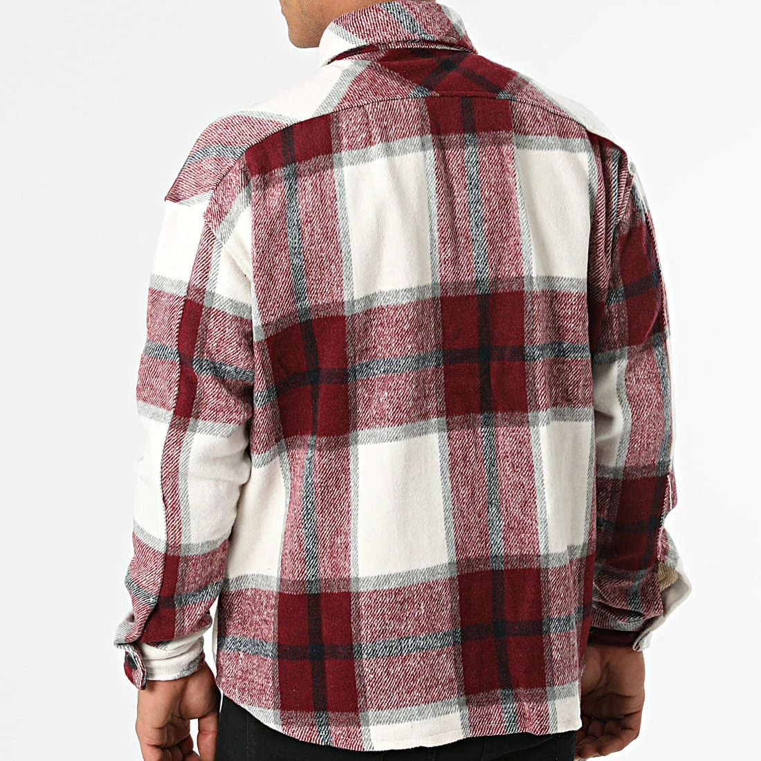 Sortie ⌛ Surchemise A Carreaux KD642 Bordeaux Blanc de Zayne Paris 🧨 4 Sortie ⌛ Surchemise A Carreaux KD642 Bordeaux Blanc de Zayne Paris 🧨 – Image 4