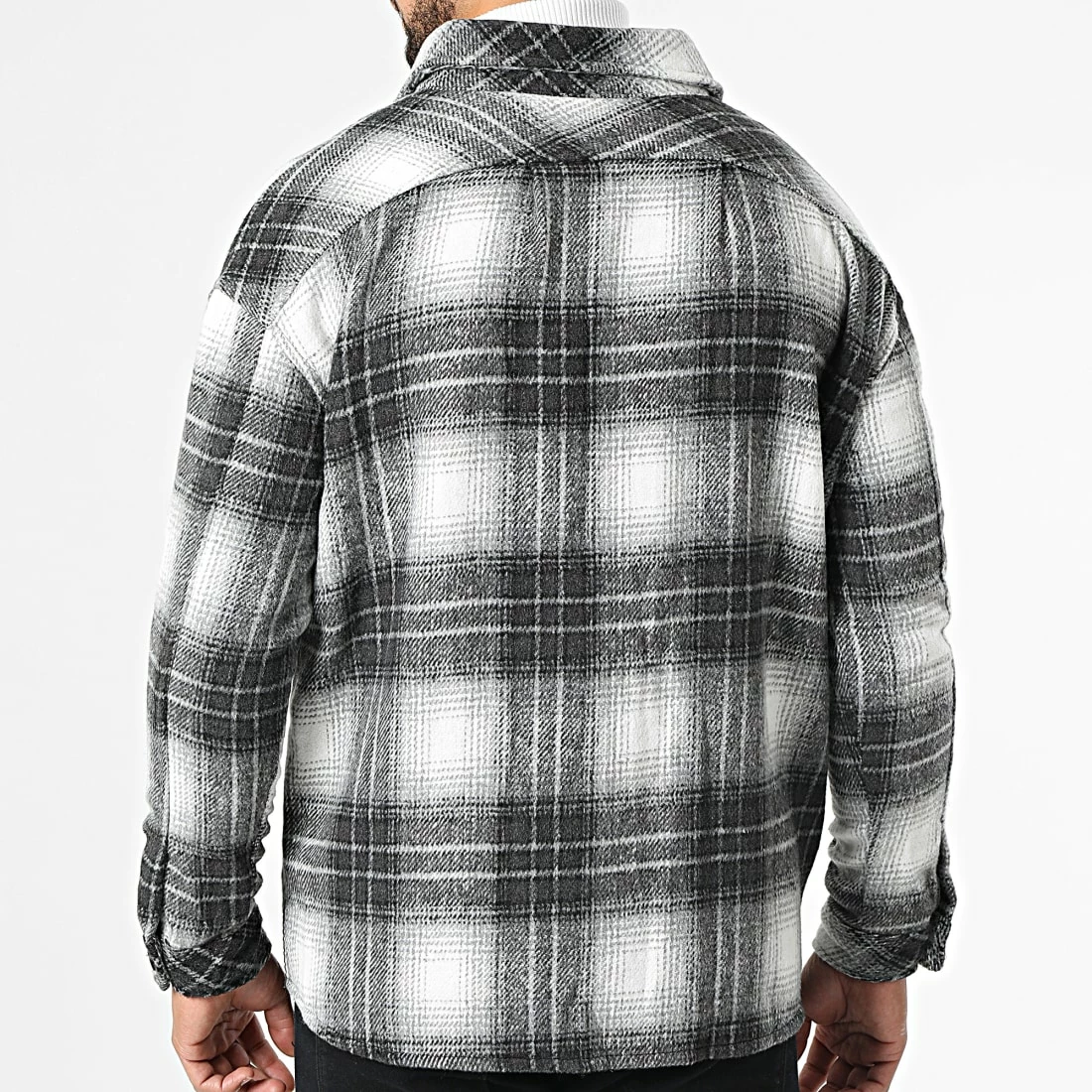 Remise 😍 Surchemise A Carreaux KD630 Gris Anthracite de Zayne Paris 😍 4 Remise 😍 Surchemise A Carreaux KD630 Gris Anthracite de Zayne Paris 😍 – Image 4