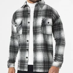 Remise 😍 Surchemise A Carreaux KD630 Gris Anthracite de Zayne Paris 😍