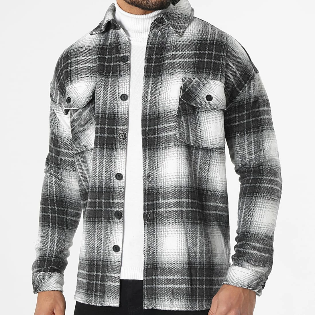Remise 😍 Surchemise A Carreaux KD630 Gris Anthracite de Zayne Paris 😍 1 Remise 😍 Surchemise A Carreaux KD630 Gris Anthracite de Zayne Paris 😍