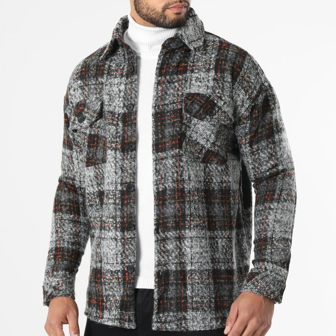 Sortie ❤️ Surchemise A Carreaux KD632 Noir Gris de Zayne Paris 🤩 1 Sortie ❤️ Surchemise A Carreaux KD632 Noir Gris de Zayne Paris 🤩