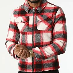 Promo ❤️ Surchemise Carreaux KD652 Noir Blanc Rouge de Zayne Paris 👏 -Zayne Paris Soldes zayne paris 289321 KD652 3 20211022T143550 03