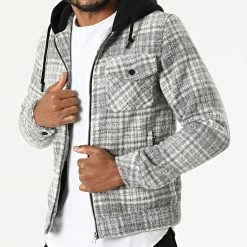 Meilleure affaire ❤️ Surchemise Carreaux KD651 Gris Blanc de Zayne Paris 😀