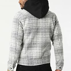 Meilleure affaire ❤️ Surchemise Carreaux KD651 Gris Blanc de Zayne Paris 😀 -Zayne Paris Soldes zayne paris 289333 KD651 3 20211022T143635 04